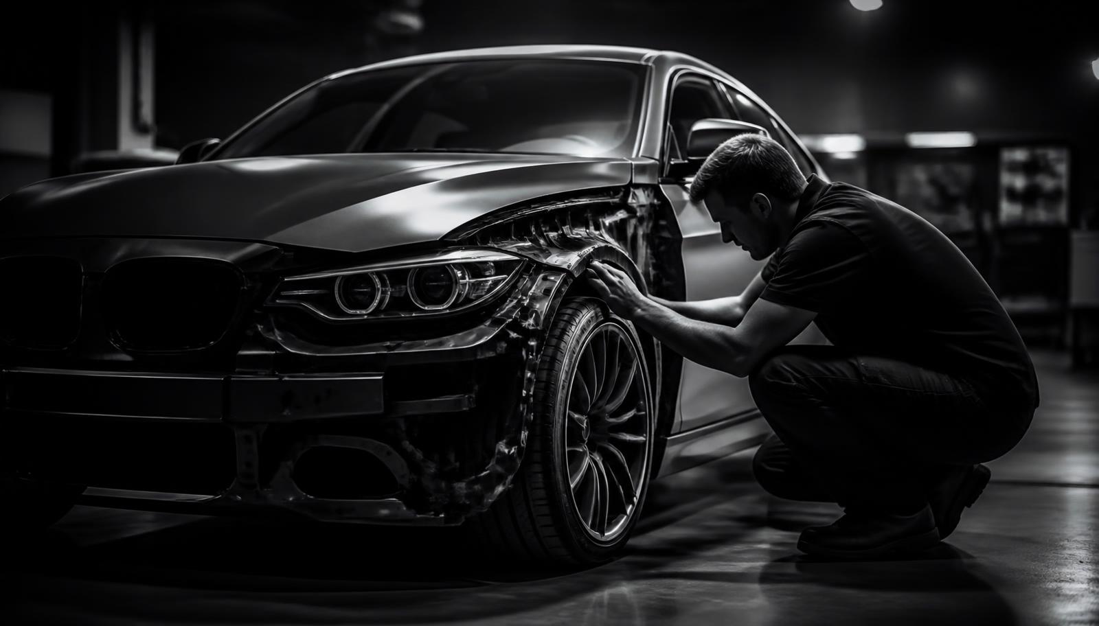 Accident damaged car being repaired at the CJVS accident repair centre in Cardiff