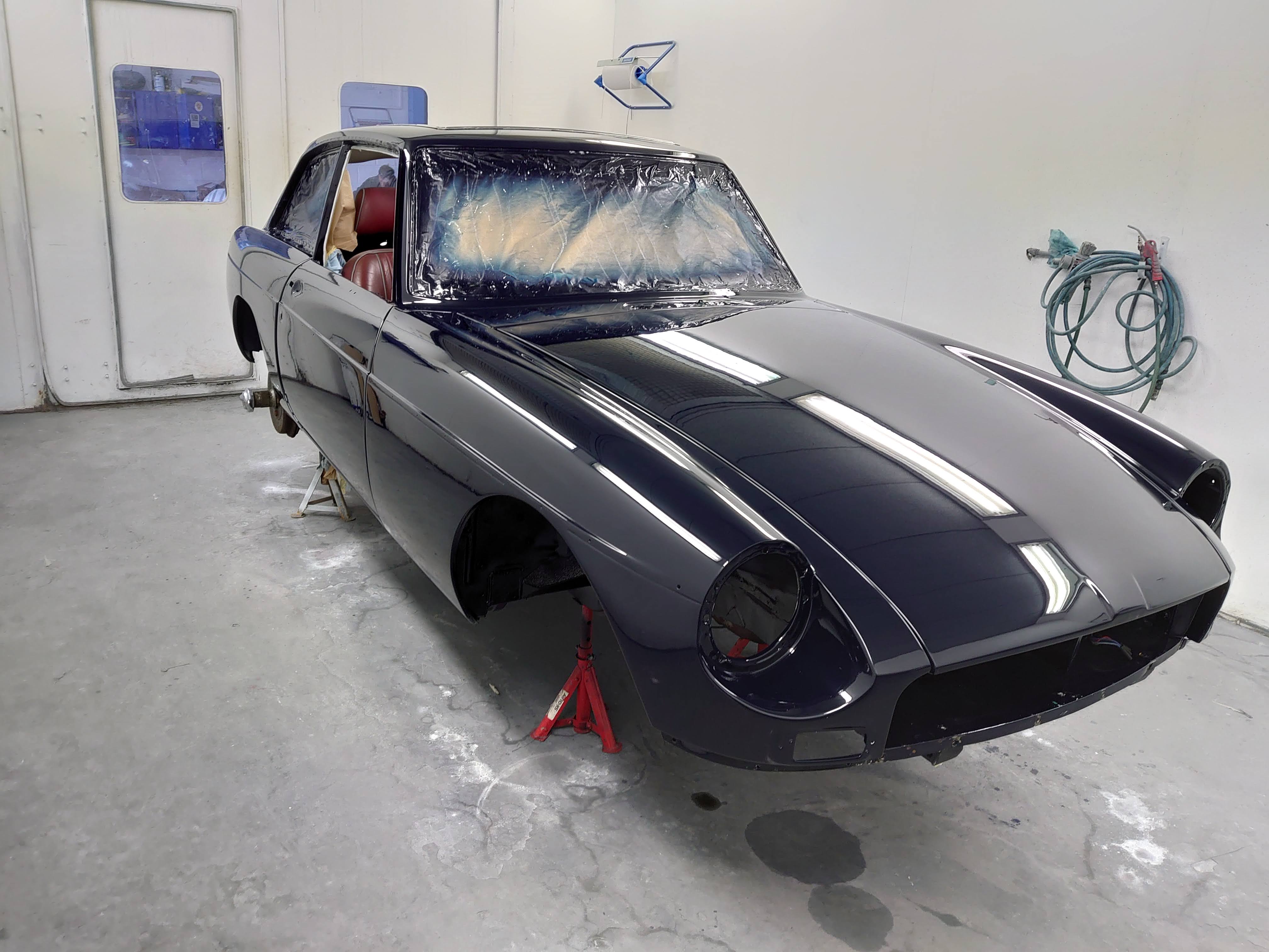 Classic car restoration and bodywork in progress at CJVS Cardiff workshop